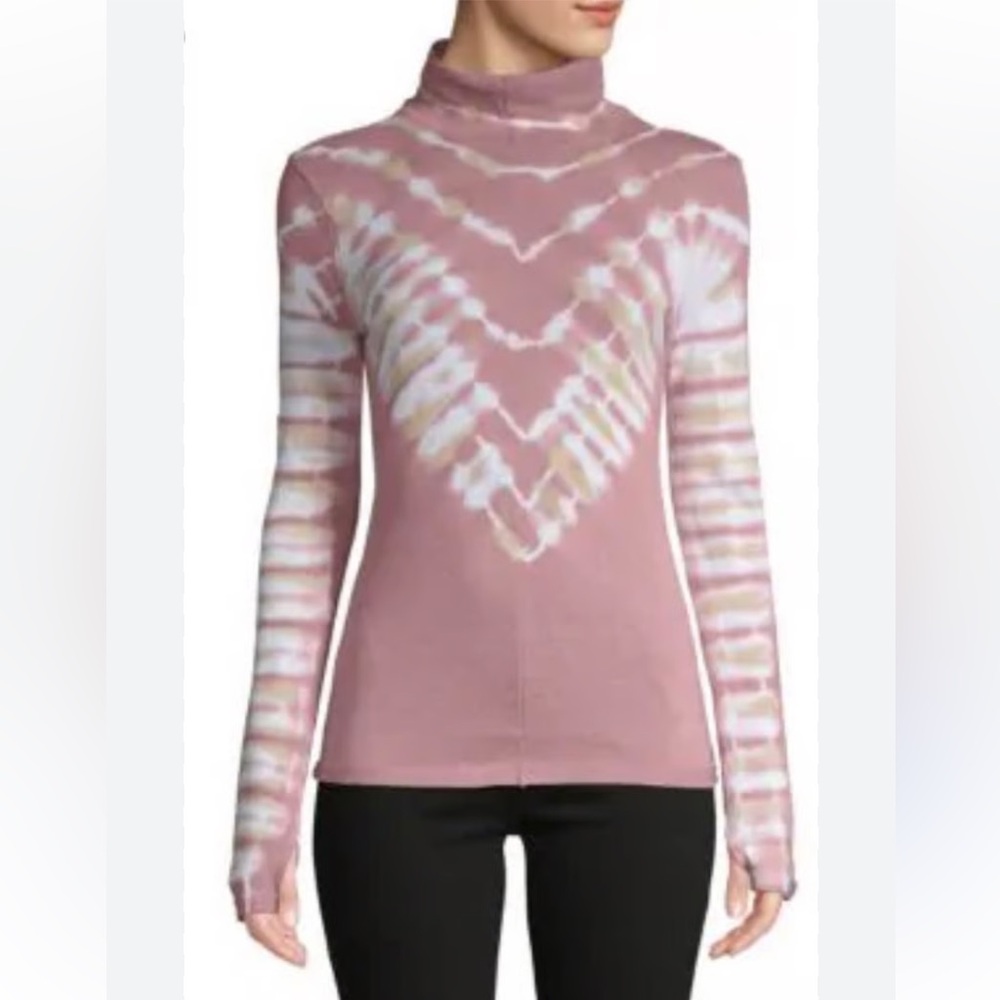 WE THE FREE PINK WHITE GOLD PSYCHEDELIC MOCK TURTLENECK GREAT COND